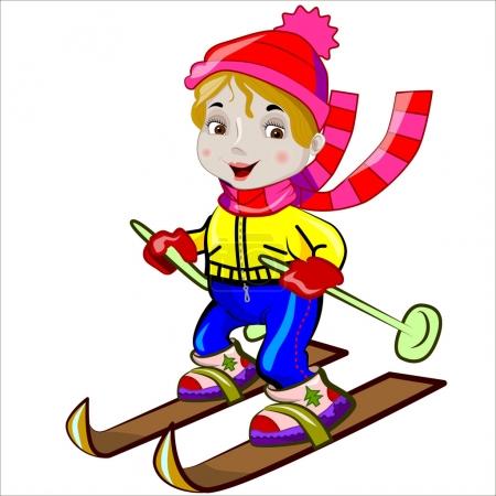 lyžař FotkyFoto kreslene vektorove ilustrace roztomily zabavna sportovni holcicka na lyzovani 97831762